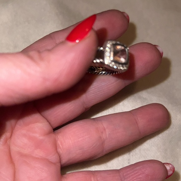 💯 Auth David Yurman Petite Albion Ring with Morganite and Pavé Diamonds - Picture 4 of 5